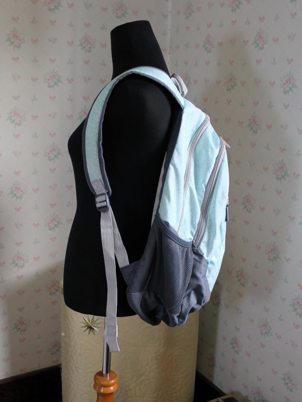 Large Adidas Backpack Bookbag Heathered Aqua - Picture 2 of 9